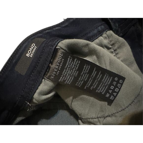 NEW WITH TAGS MEN Liverpool Los Angeles Bond Skinny Jeans in Bullet Dark wash si - Picture 3 of 6